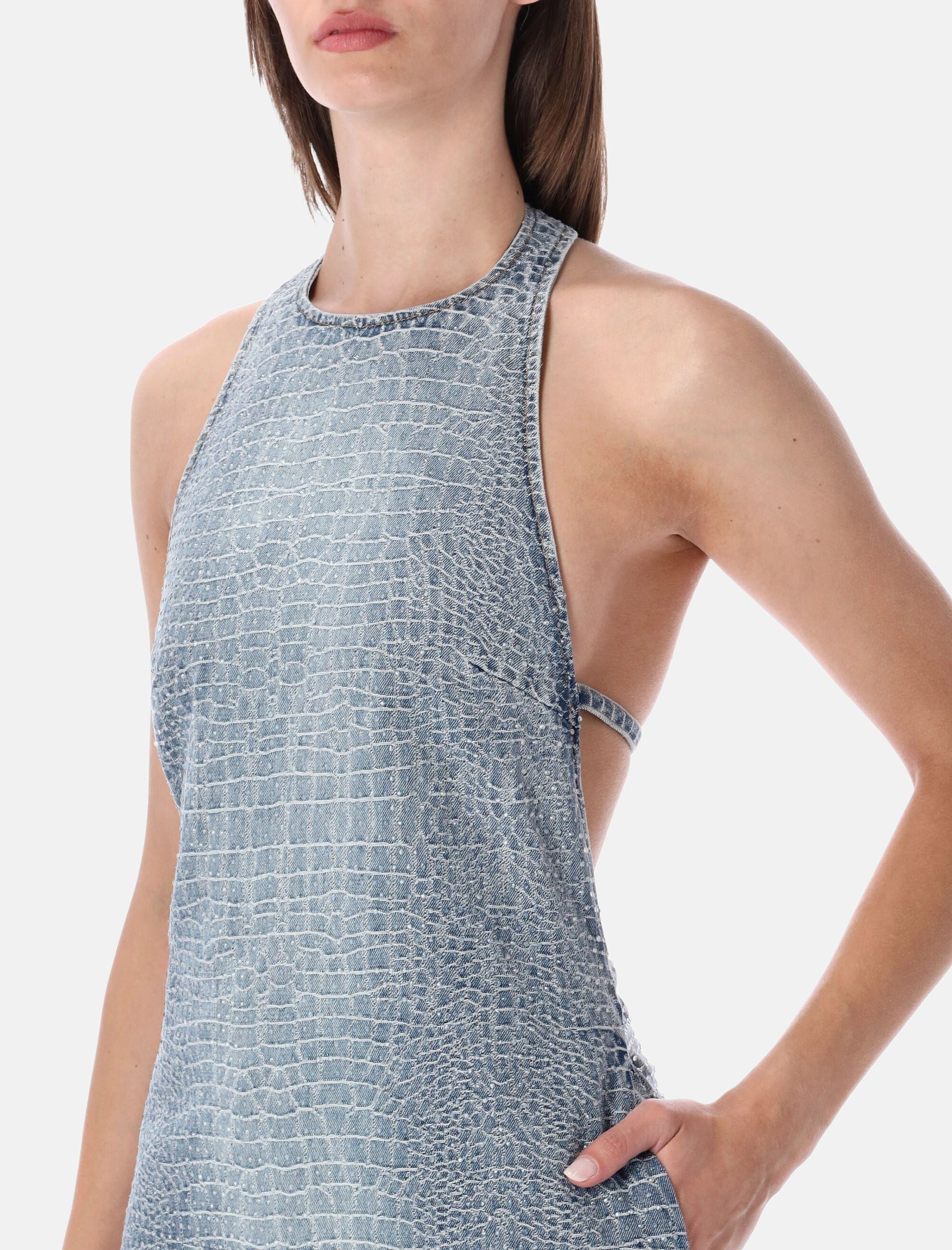 Self-Portrait rhinestone denim mini dress