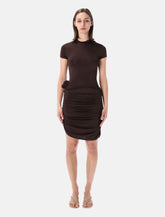 Rotate draped mini dress with rose -  | Spazio Pritelli