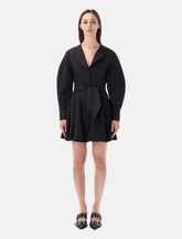 Ganni black stretch cotton shirt dress -  | Spazio Pritelli