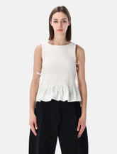 Ganni white smock tie cotton top -  | Spazio Pritelli