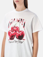 Ganni white Cherry graphic t-shirt -  | Spazio Pritelli