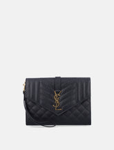 Saint Laurent Envelope black leather pouch -  | Spazio Pritelli