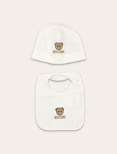Moschino Baby Teddy logo hat & bib set -  | Spazio Pritelli