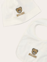 Moschino Baby Teddy logo hat & bib set -  | Spazio Pritelli