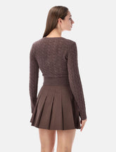 Sporty & Rich SRC chocolate cropped cable-knit sweater -  | Spazio Pritelli