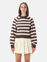 Sporty & Rich Julietta striped wool sweater chocolate and ecru -  | Spazio Pritelli
