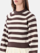 Sporty & Rich Julietta striped wool sweater chocolate and ecru -  | Spazio Pritelli