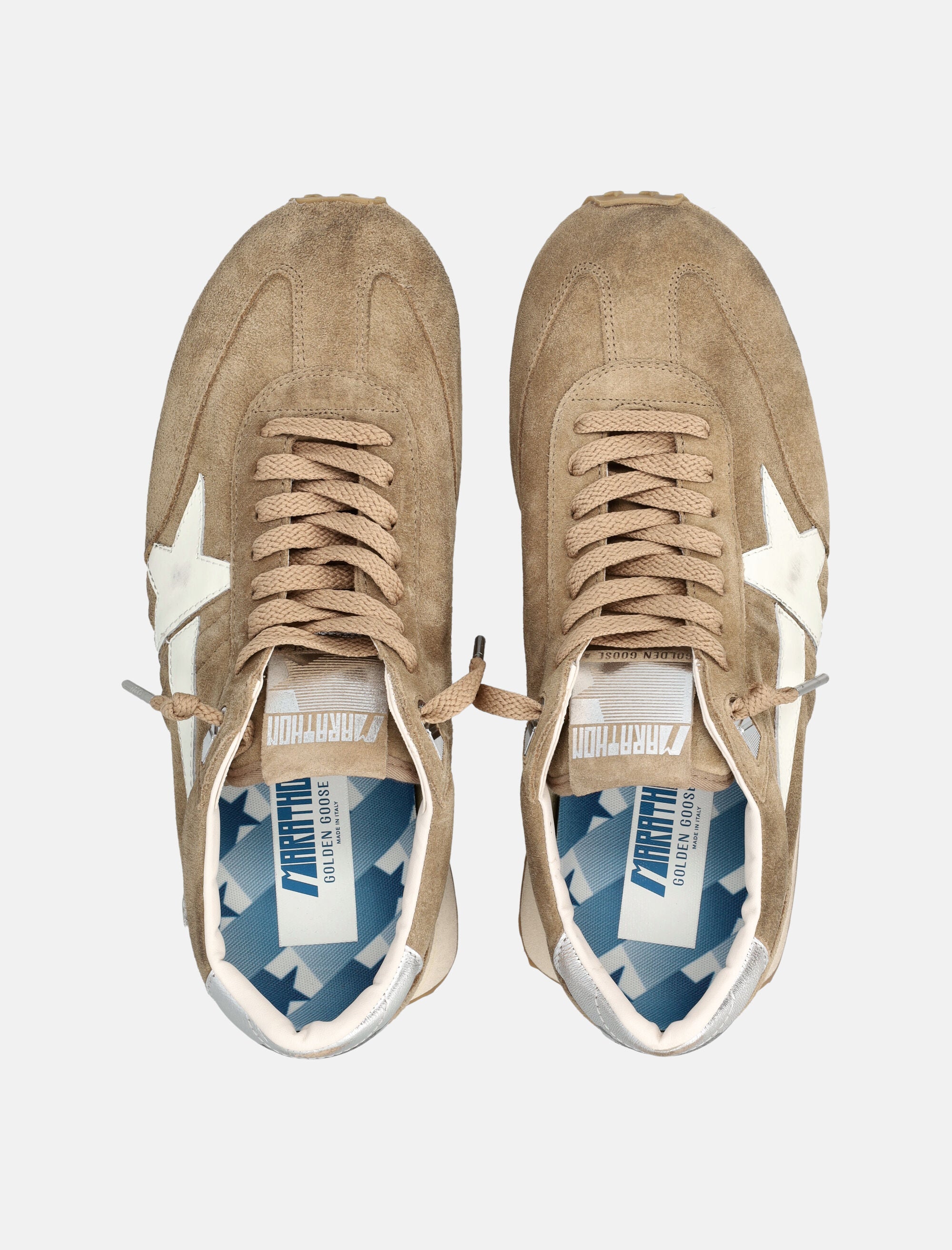 golden goose tobacco suede Hi Star Sneaker in Tan & Silver Star Step out in golden gooses purposefully distressed style this season with the italian brands eye Women's Space-Star in tobacco-colored suede