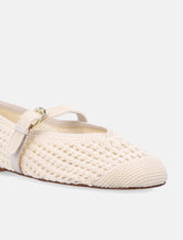Stuart Weitzman ecru crochet Leora Mary Jane flat -  | Spazio Pritelli