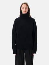 Rhea double knitted turtleneck black -  | Spazio Pritelli