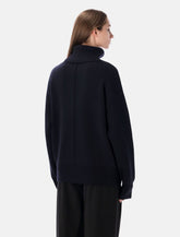 Rhea double knitted turtleneck navy -  | Spazio Pritelli