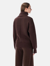 Rhea double knitted turtleneck brown -  | Spazio Pritelli
