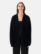 Rhea wool and cashmere rib cardigan black -  | Spazio Pritelli