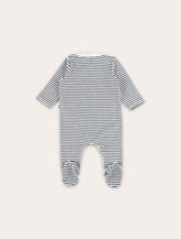 Petit Bateau striped velour sleepsuit -  | Spazio Pritelli