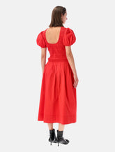 Ganni smocked cotton midi dress -  | Spazio Pritelli