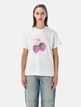 Ganni raspberry print cotton T-shirt -  | Spazio Pritelli