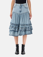 Ganni denim frill midi skirt -  | Spazio Pritelli
