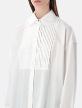 Golden Goose oversized white cotton shirt with pleated bib and jewel buttons -  | Spazio Pritelli
