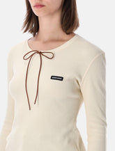 Miu Miu waffle cotton long-sleeve T-shirt -  | Spazio Pritelli