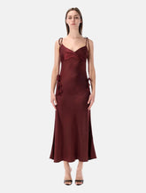 Self-Portrait burgundy satin midi dress -  | Spazio Pritelli