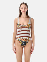 Jean Paul Gaultier Marinière Grape one-piece swimsuit -  | Spazio Pritelli