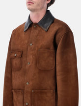 Prada suede caban jacket with leather collar -  | Spazio Pritelli